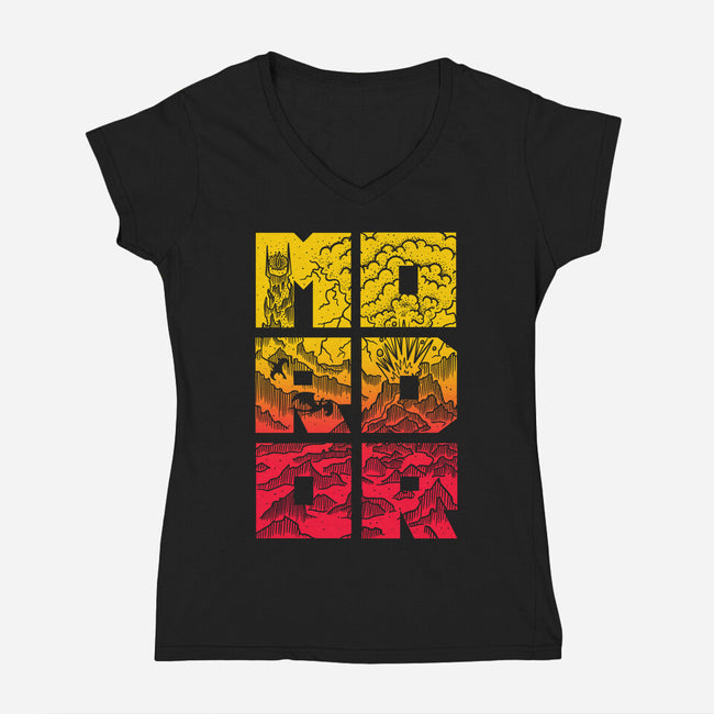 MORDOR-Womens-V-Neck-Tee-Aarons Art Room