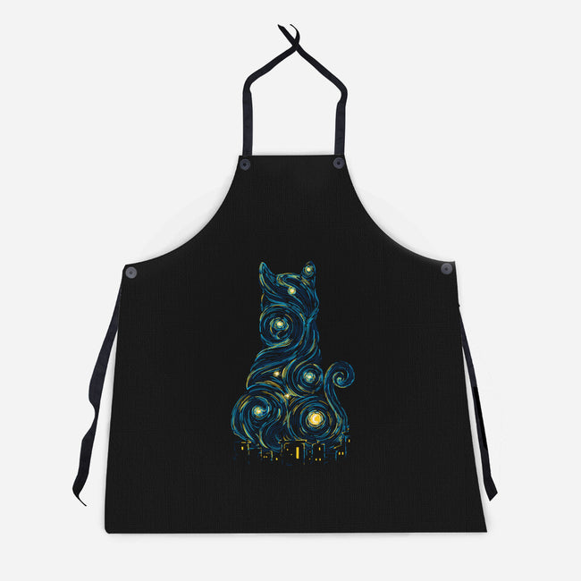 Rooftop Cat-Unisex-Kitchen-Apron-sebasebi