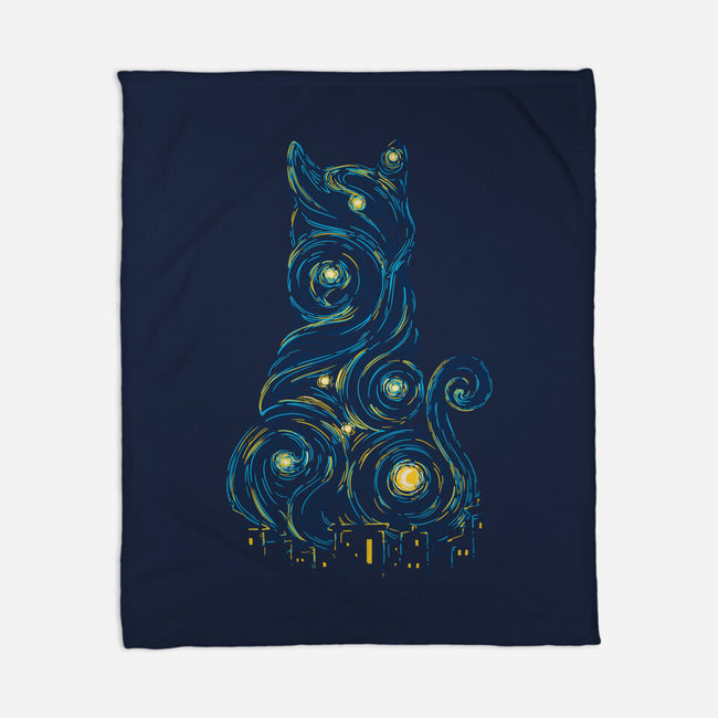 Rooftop Cat-None-Fleece-Blanket-sebasebi