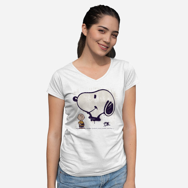 Friendly Graffiti-Womens-V-Neck-Tee-sebasebi