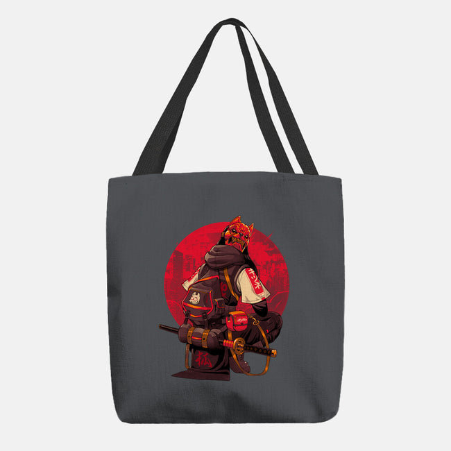 Red Kitsune Samurai-None-Basic Tote-Bag-Bruno Mota