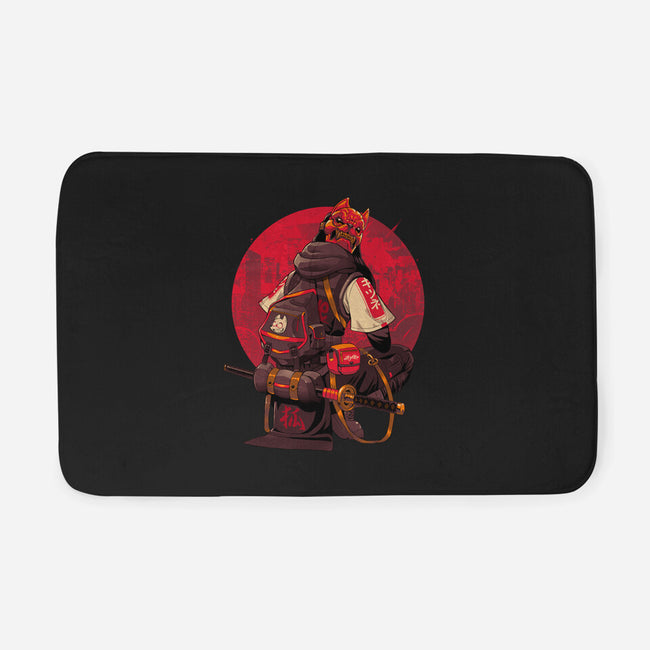 Red Kitsune Samurai-None-Memory Foam-Bath Mat-Bruno Mota