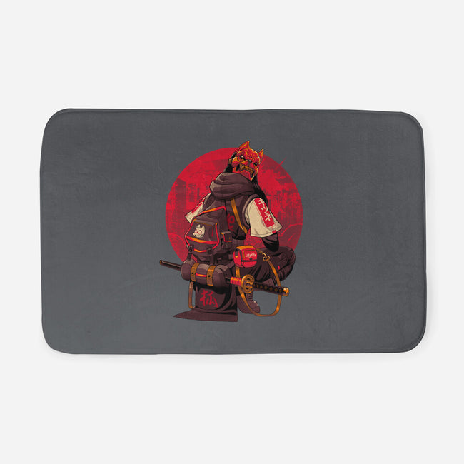 Red Kitsune Samurai-None-Memory Foam-Bath Mat-Bruno Mota