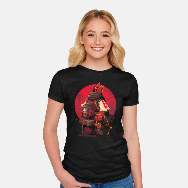 Red Kitsune Samurai-Womens-Fitted-Tee-Bruno Mota