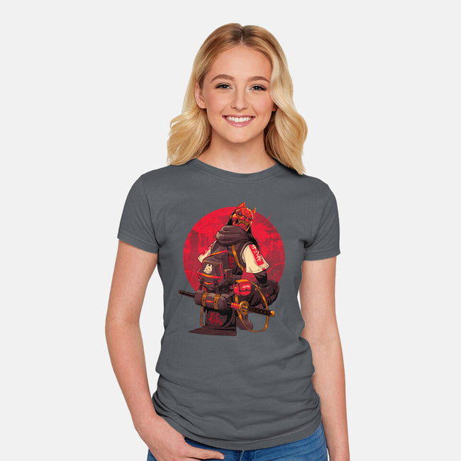 Red Kitsune Samurai-Womens-Fitted-Tee-Bruno Mota