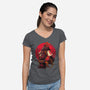 Red Kitsune Samurai-Womens-V-Neck-Tee-Bruno Mota