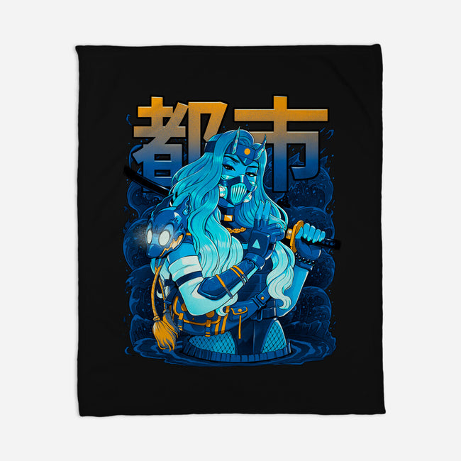 Water Urban Samurai-None-Fleece-Blanket-Bruno Mota