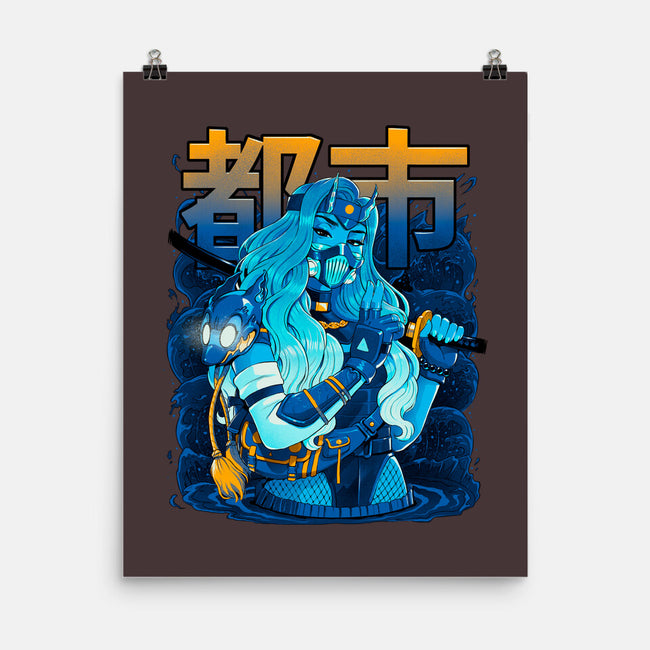 Water Urban Samurai-None-Matte-Poster-Bruno Mota