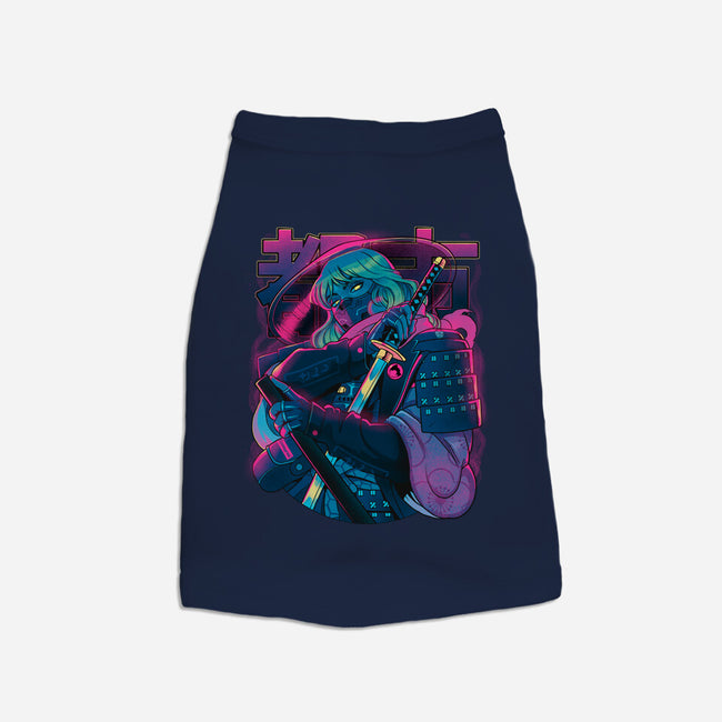 Cyber Neon Samurai-Dog-Basic-Pet Tank-Bruno Mota