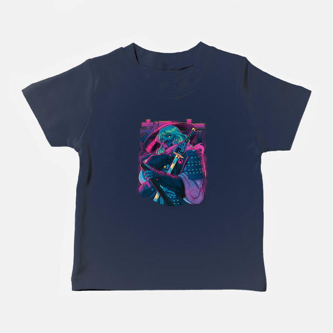 Cyber Neon Samurai-Baby-Basic-Tee-Bruno Mota