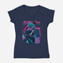 Cyber Neon Samurai-Womens-V-Neck-Tee-Bruno Mota