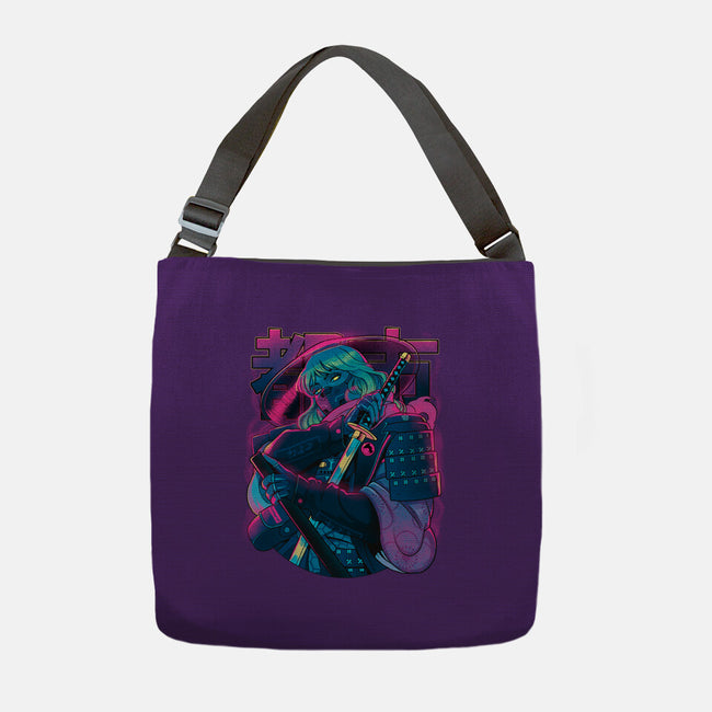 Cyber Neon Samurai-None-Adjustable Tote-Bag-Bruno Mota