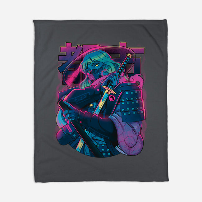 Cyber Neon Samurai-None-Fleece-Blanket-Bruno Mota