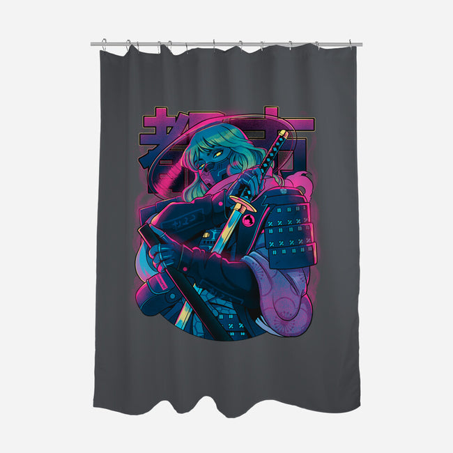 Cyber Neon Samurai-None-Polyester-Shower Curtain-Bruno Mota