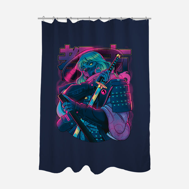 Cyber Neon Samurai-None-Polyester-Shower Curtain-Bruno Mota