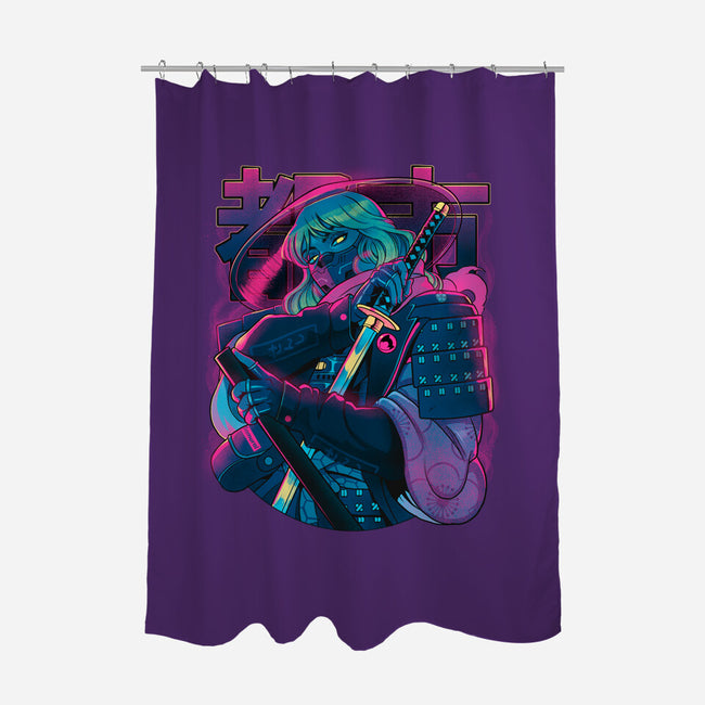 Cyber Neon Samurai-None-Polyester-Shower Curtain-Bruno Mota