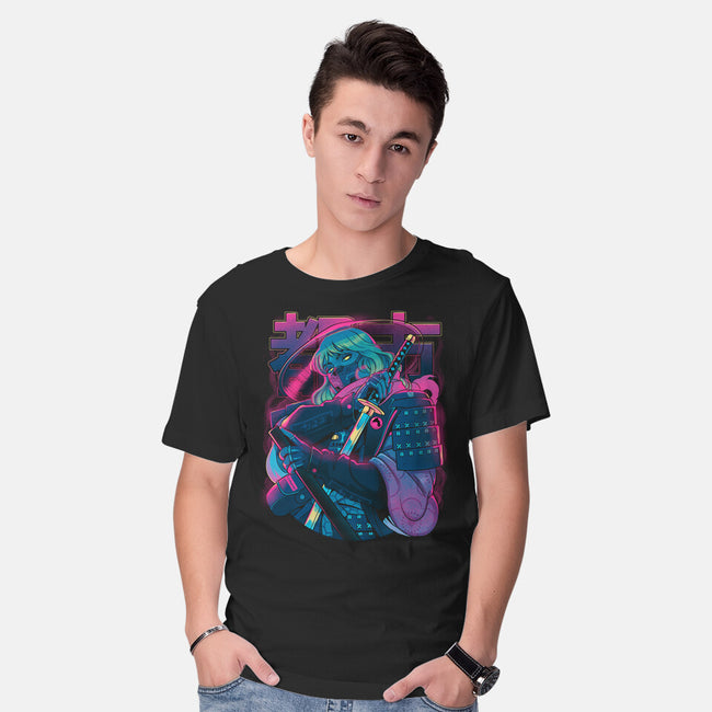 Cyber Neon Samurai-Mens-Basic-Tee-Bruno Mota