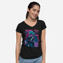 Cyber Neon Samurai-Womens-V-Neck-Tee-Bruno Mota