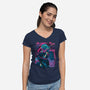 Cyber Neon Samurai-Womens-V-Neck-Tee-Bruno Mota