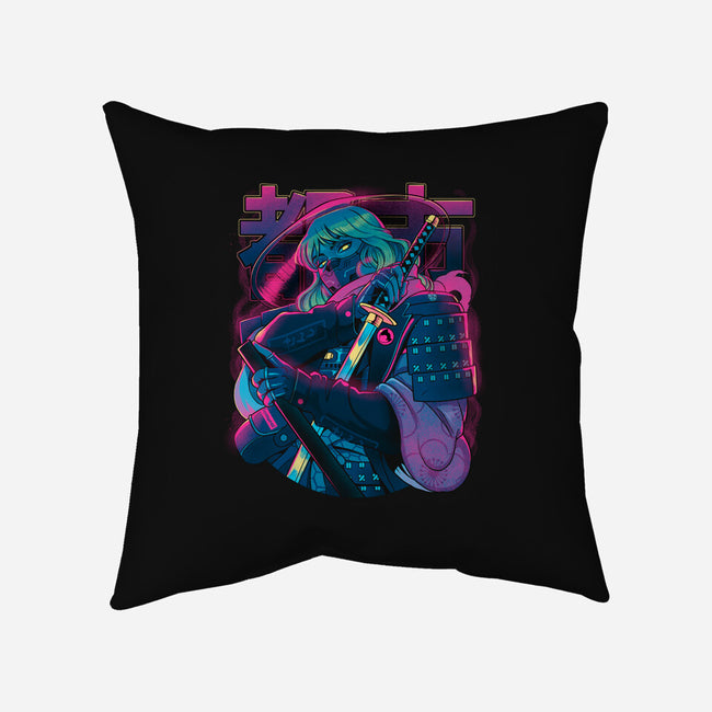 Cyber Neon Samurai-None-Removable Cover-Throw Pillow-Bruno Mota