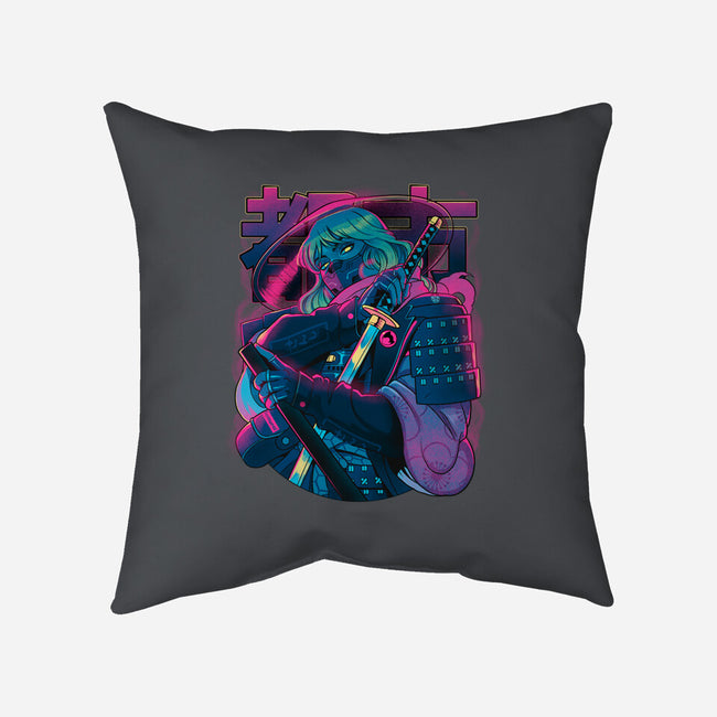 Cyber Neon Samurai-None-Removable Cover-Throw Pillow-Bruno Mota