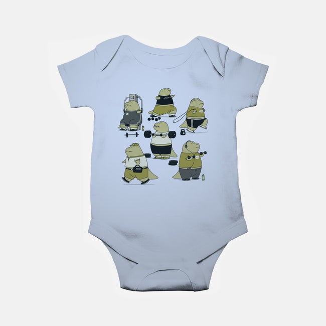 T-rex Gym-Baby-Basic-Onesie-pigboom