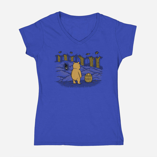 Bear Trap-Womens-V-Neck-Tee-pigboom