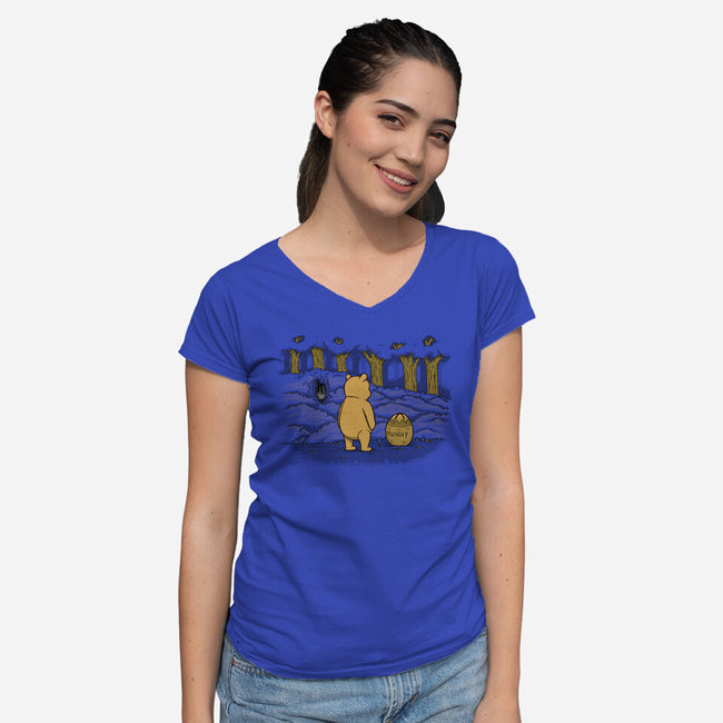 Bear Trap-Womens-V-Neck-Tee-pigboom