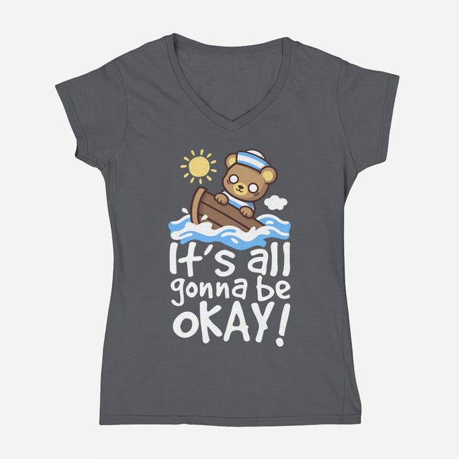 It's All Gonna Be Okay-Womens-V-Neck-Tee-NemiMakeit