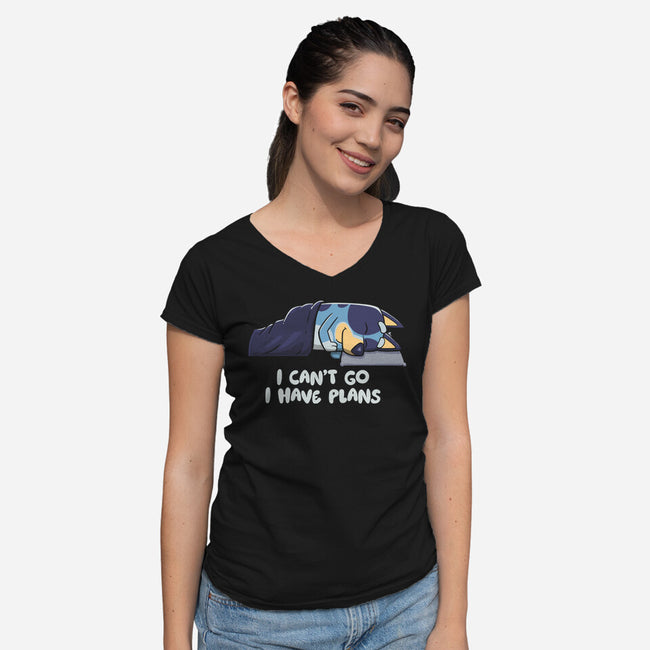 I Can’t Go Bluey-Womens-V-Neck-Tee-koalastudio