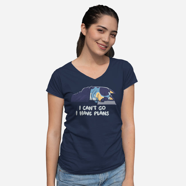 I Can’t Go Bluey-Womens-V-Neck-Tee-koalastudio