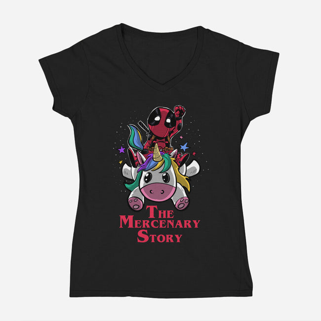 The Mercenary Story-Womens-V-Neck-Tee-zascanauta