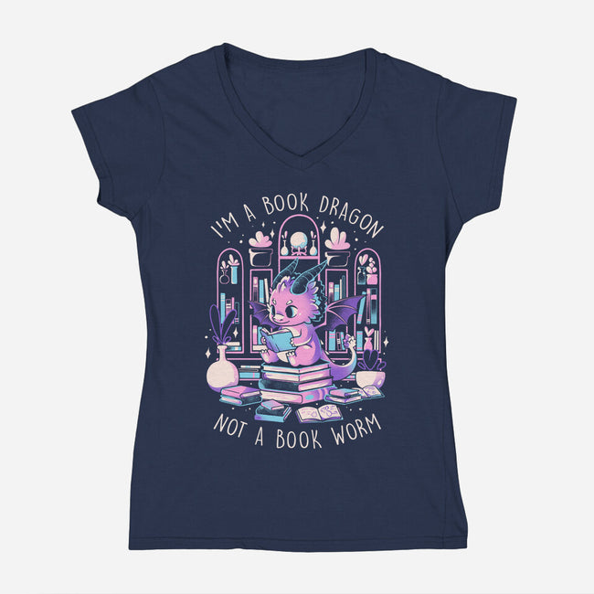 BookDragon-Womens-V-Neck-Tee-eduely