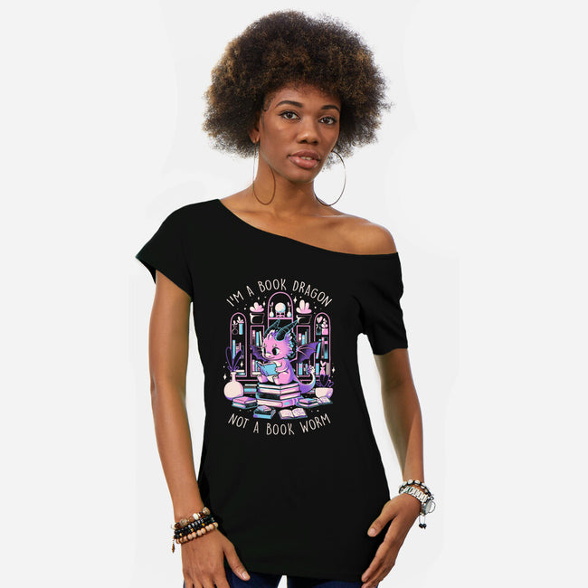 BookDragon-Womens-Off Shoulder-Tee-eduely