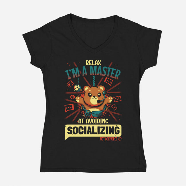 Avoiding Socializing-Womens-V-Neck-Tee-Heyra Vieira