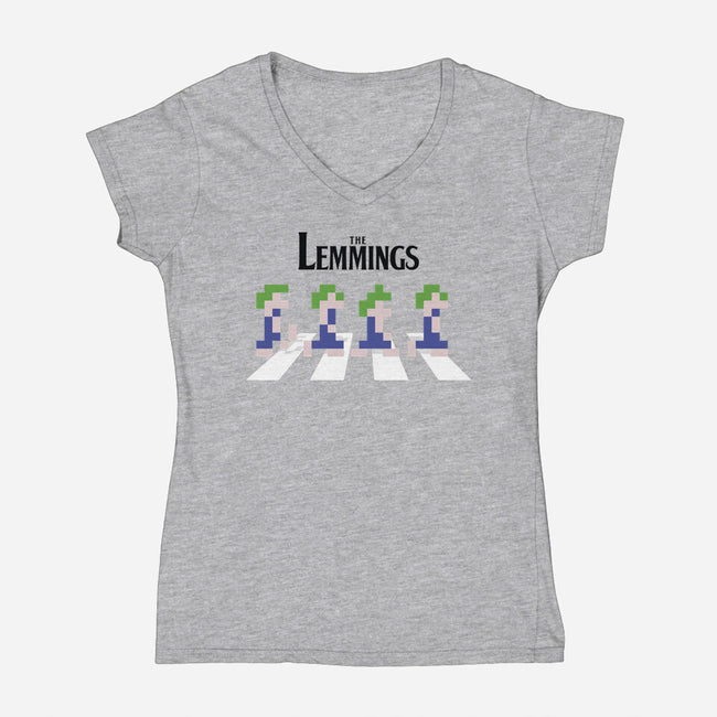 Lemmings Road-Womens-V-Neck-Tee-Olipop