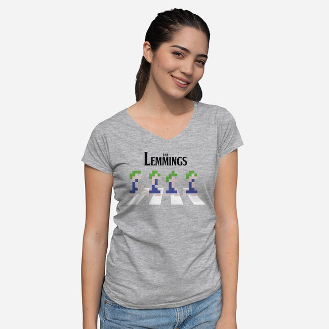 Lemmings Road-Womens-V-Neck-Tee-Olipop