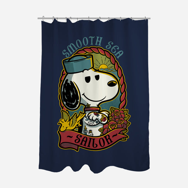 Beagle Sailor Tattoo-None-Polyester-Shower Curtain-Studio Mootant