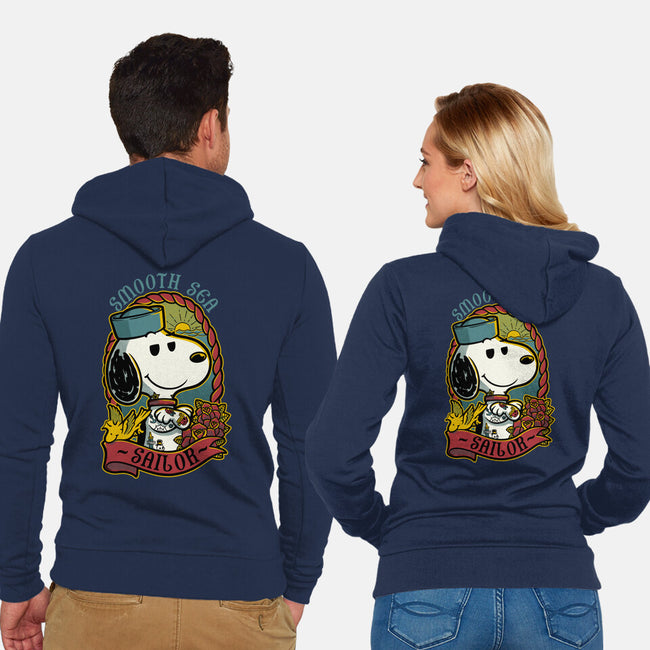 Beagle Sailor Tattoo-Unisex-Zip-Up-Sweatshirt-Studio Mootant