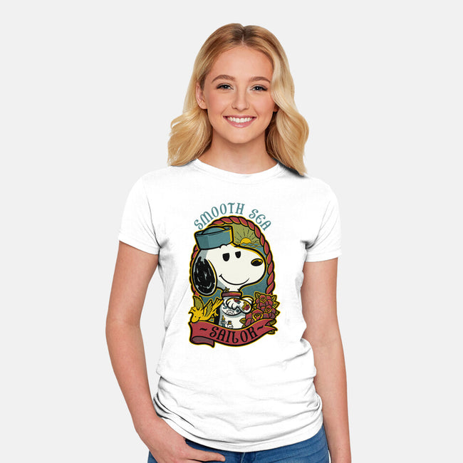 Beagle Sailor Tattoo-Womens-Fitted-Tee-Studio Mootant