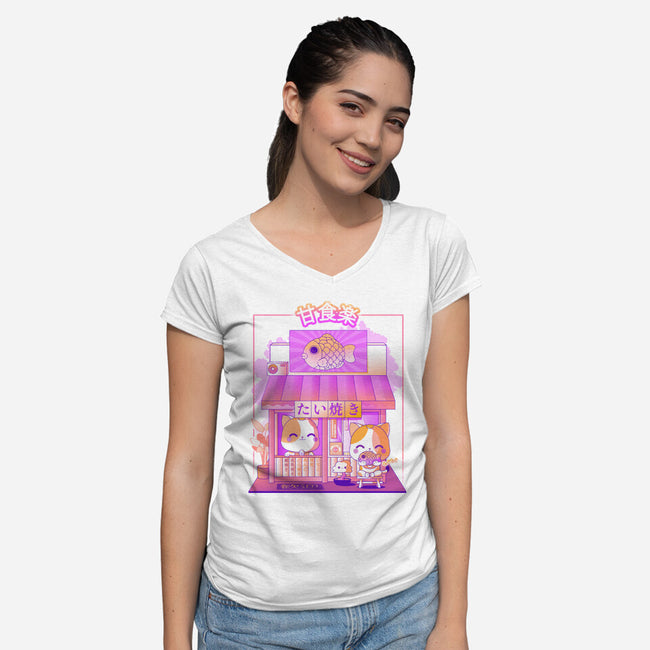 Taiyaki Store-Womens-V-Neck-Tee-Donnie