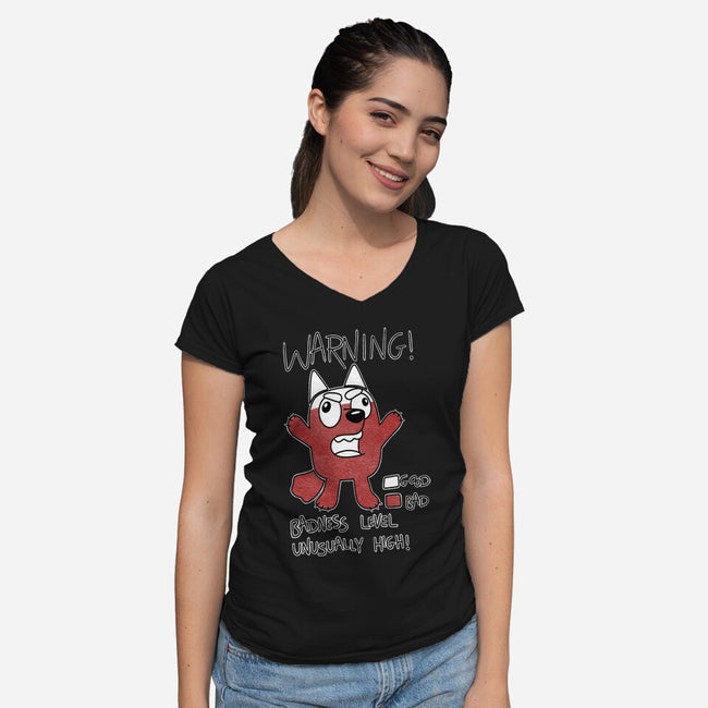 Muffin’s Badness Level-Womens-V-Neck-Tee-Alexhefe