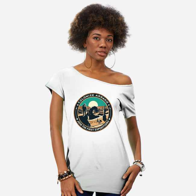 Colonize Arrakis-Womens-Off Shoulder-Tee-Dylon_G