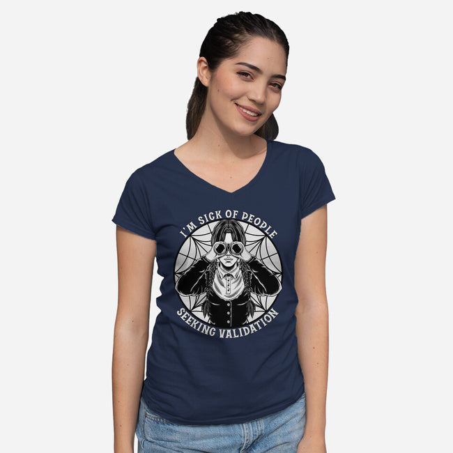 Seeking Validation-Womens-V-Neck-Tee-rmatix