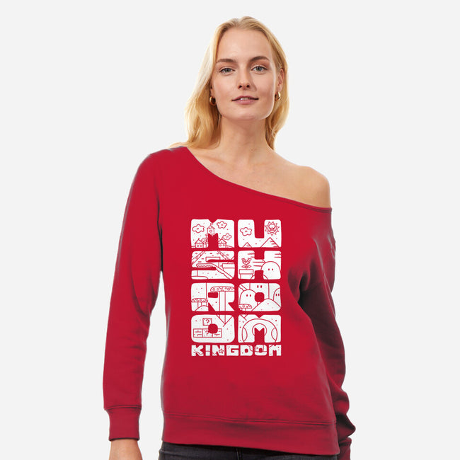 A Mushroom Kingdom-Womens-Off Shoulder-Sweatshirt-Aarons Art Room