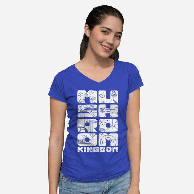 A Mushroom Kingdom-Womens-V-Neck-Tee-Aarons Art Room