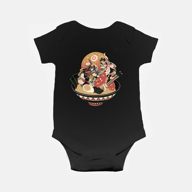 Noodle Fight-Baby-Basic-Onesie-momma_gorilla