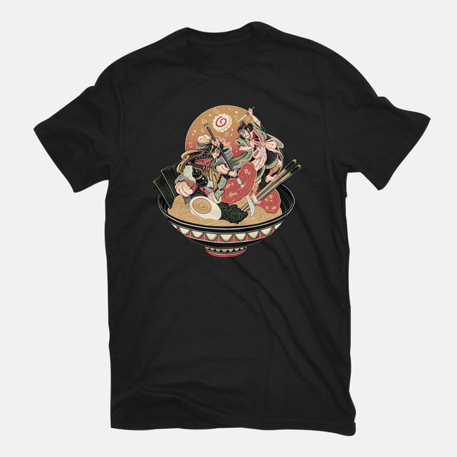 Noodle Fight-Womens-Fitted-Tee-momma_gorilla