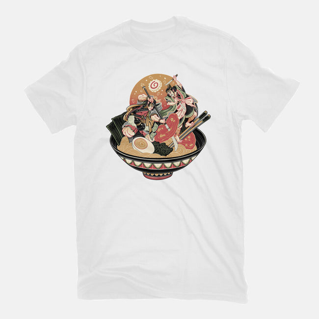 Noodle Fight-Womens-Fitted-Tee-momma_gorilla