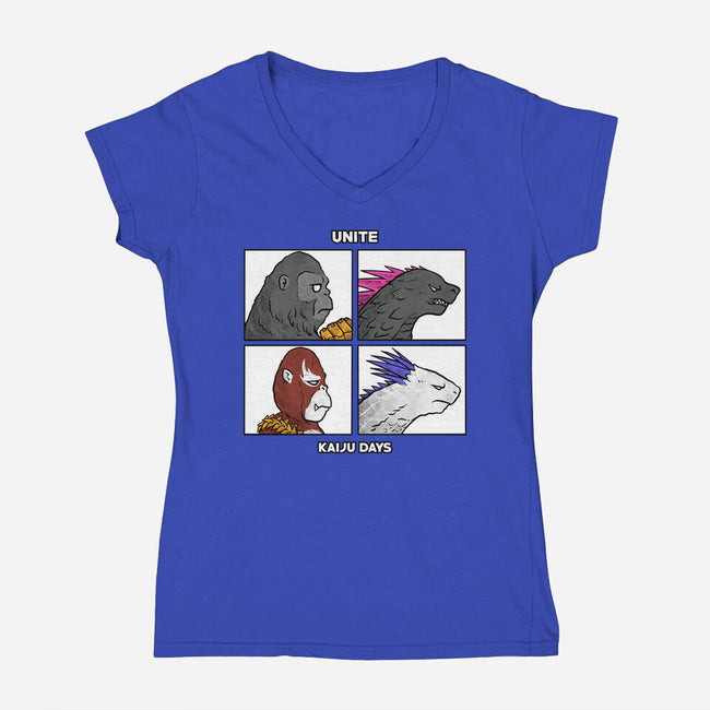 Kaiju Days-Womens-V-Neck-Tee-spoilerinc